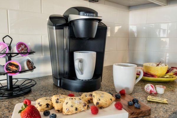 Coffee bar with Keurig, french press, drip coffe, milk frother and other coffee needs